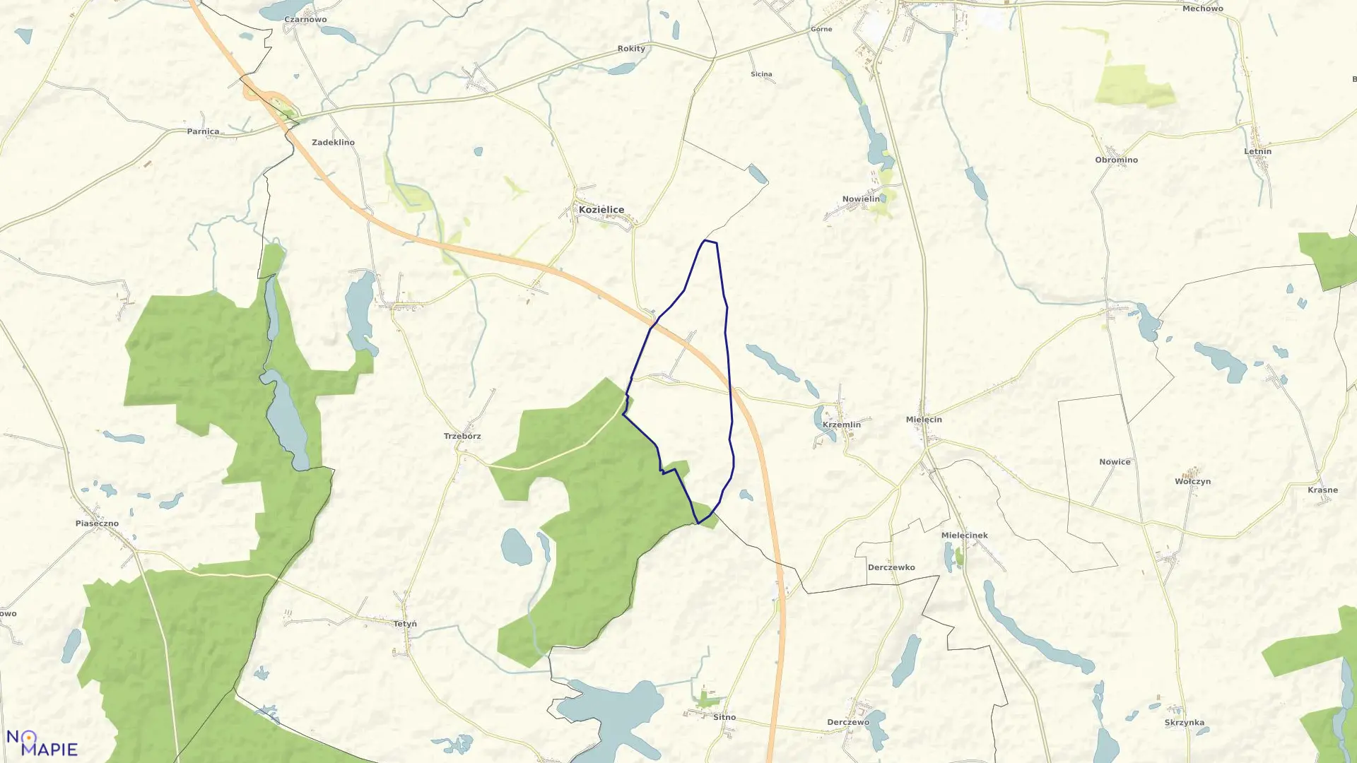 Mapa obrębu Przydarłów w gminie Kozielice