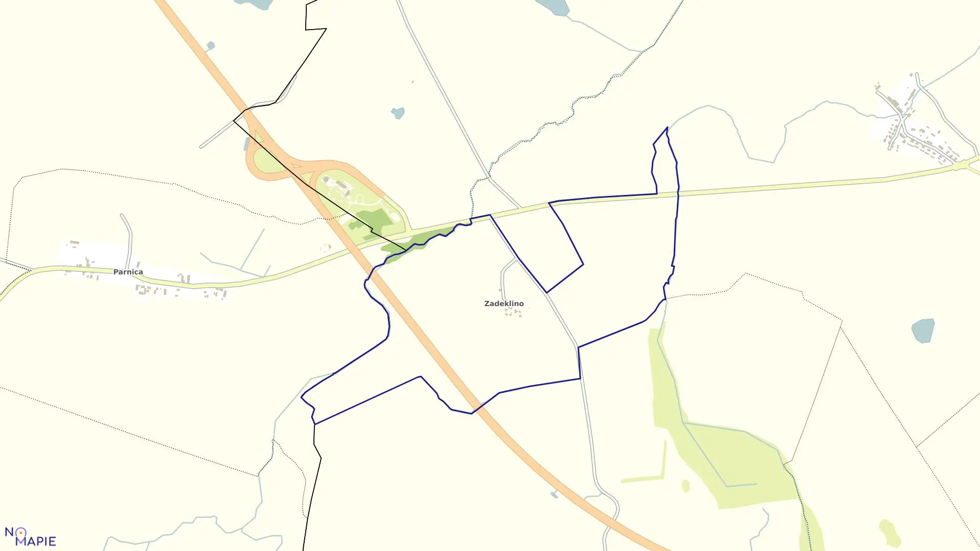 Mapa obrębu Zadeklino w gminie Kozielice